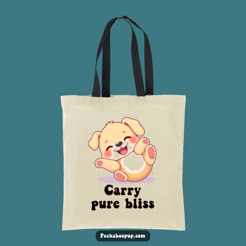 Funny Puppy Roll Tote Bag - Joyful Dog Rolling Delightful Carry-all Funny Gift