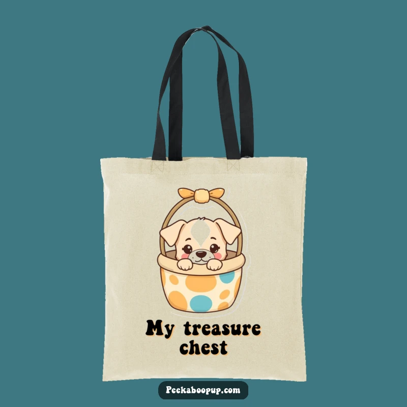 Funny Puppy Toy Basket Tote Bag: Curious Carry-All, Hilarious Dog Gift