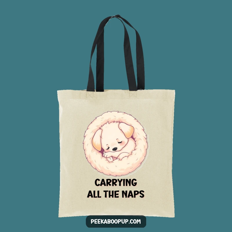 Funny Sleeping Puppy Tote Bag: Cozy Ball Carry-All, Hilarious Dog Lover Gift