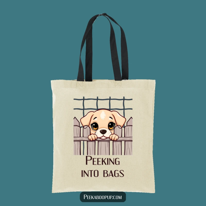 Funny Puppy Peek Tote Bag: Carry Your Day with Curious Dog Charm