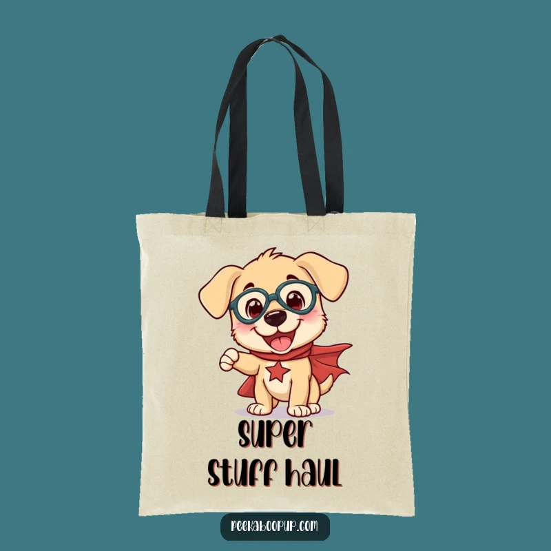 Funny Superhero Puppy Tote Bag: Carry Your Essentials with Heroic Humor